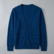 Men's plain V-neck cardigan with buttons, long sleeves and patch pockets