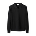 Men's knitted polo sweater with long sleeves and quarter zip