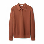 Men's knitted polo sweater with long sleeves and quarter zip