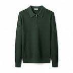 Men's knitted polo sweater with long sleeves and quarter zip