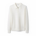 Men's knitted polo sweater with long sleeves and quarter zip