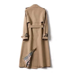 Women's long double breasted belted trench coat