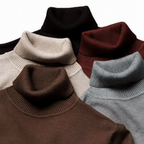 Men's ribbed turtleneck sweater with long sleeves and ribbed trims