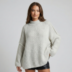 Women's oversized textured turtleneck jumper with balloon sleeves