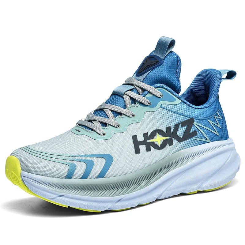 Low-top geometric running trainers with lace-up fastening and thick sculpted sole