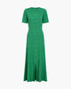Women's ribbed knit midi dress with buttons and short sleeves