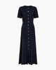 Women's ribbed knit midi dress with buttons and short sleeves