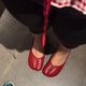 Women's split-toe ballet flats with round toe and flat sole