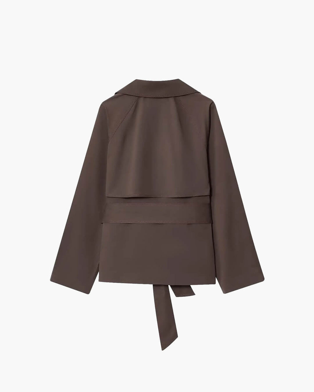 Women's short belted trench coat with wide lapels