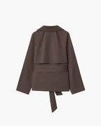 Women's short belted trench coat with wide lapels