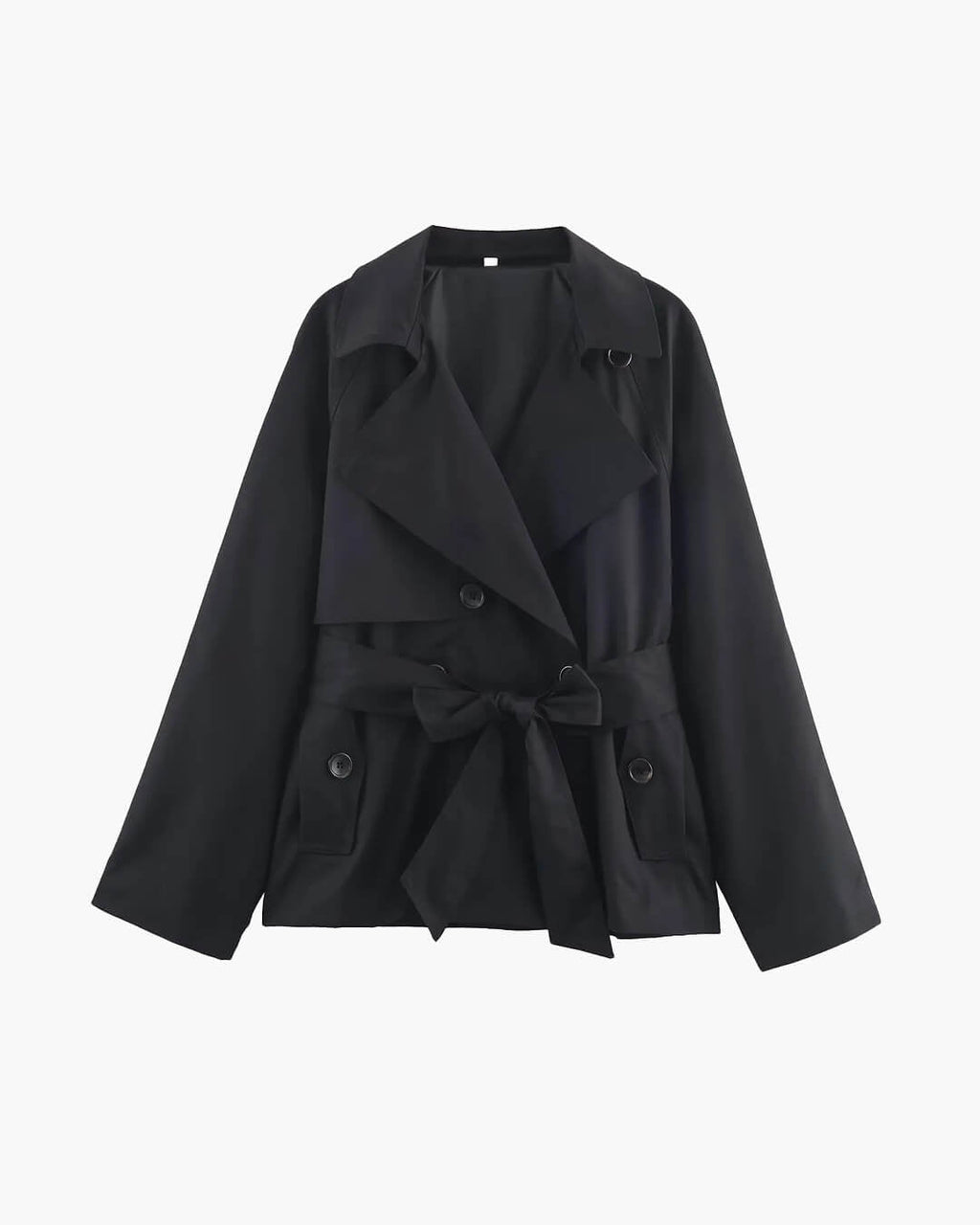 Women's short belted trench coat with wide lapels