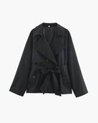 Women's short belted trench coat with wide lapels