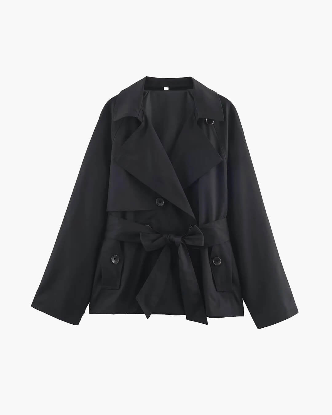 Women's short belted trench coat with wide lapels
