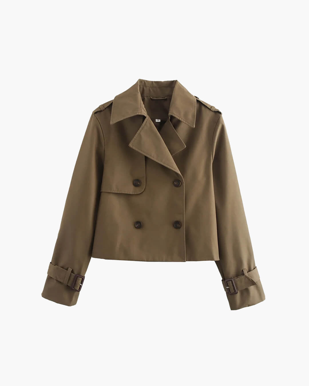 Women's cropped double-breasted trench coat with lapels