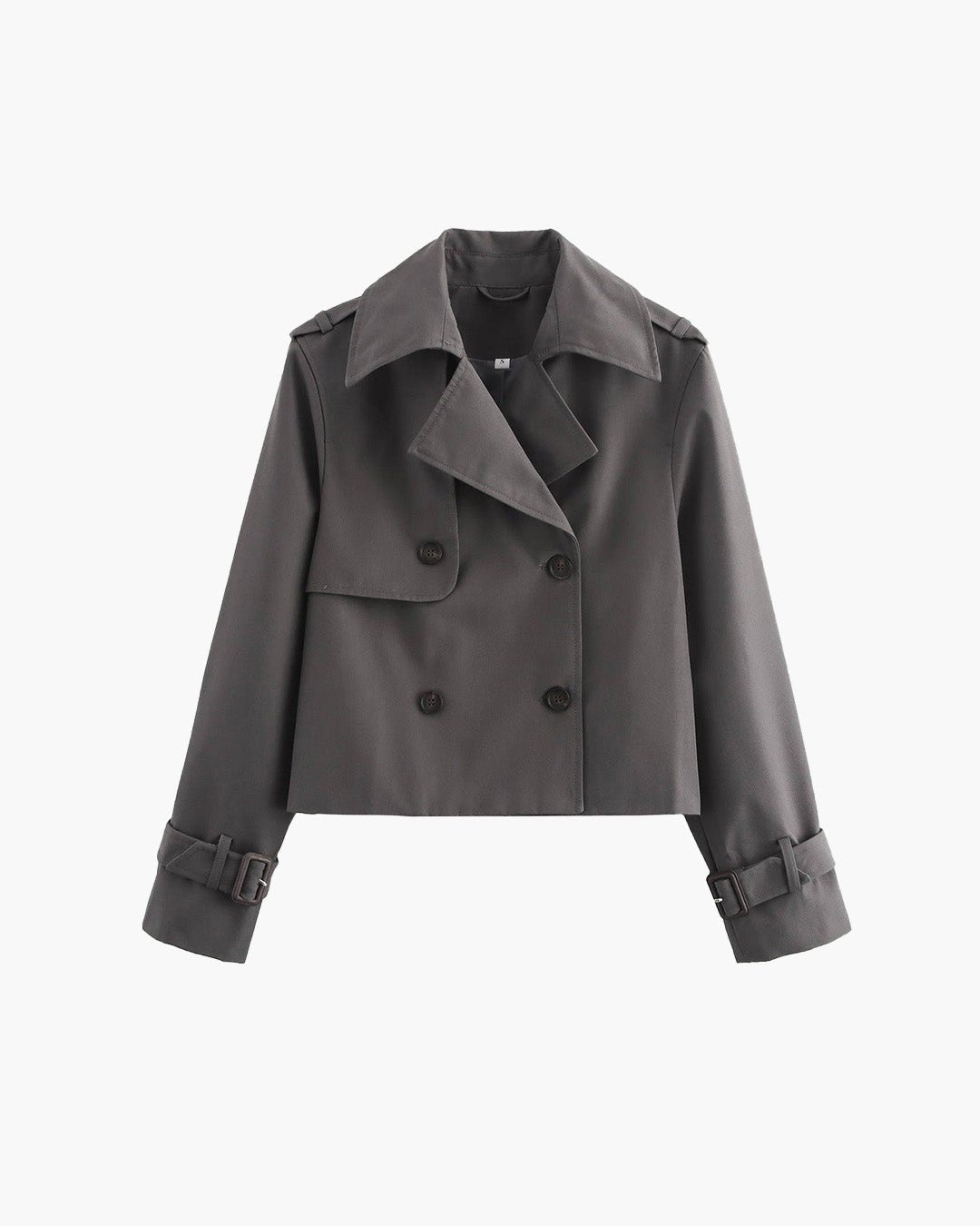 Women's cropped double-breasted trench coat with lapels