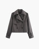 Women's cropped double-breasted trench coat with lapels
