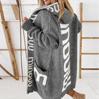 Women's hooded patterned longline cardigan
