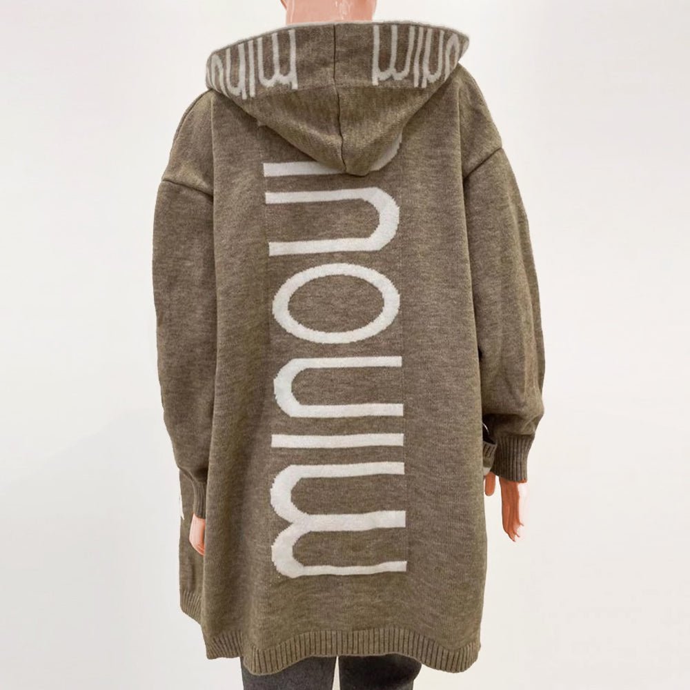 Women's hooded patterned longline cardigan