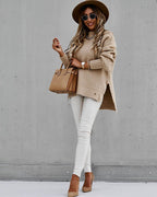 Women's textured mock neck sweater with long sleeves