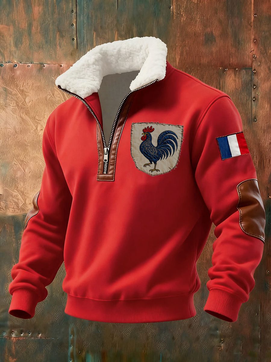 Men's baggy zip-up hoodie with hood and front pouch pocket