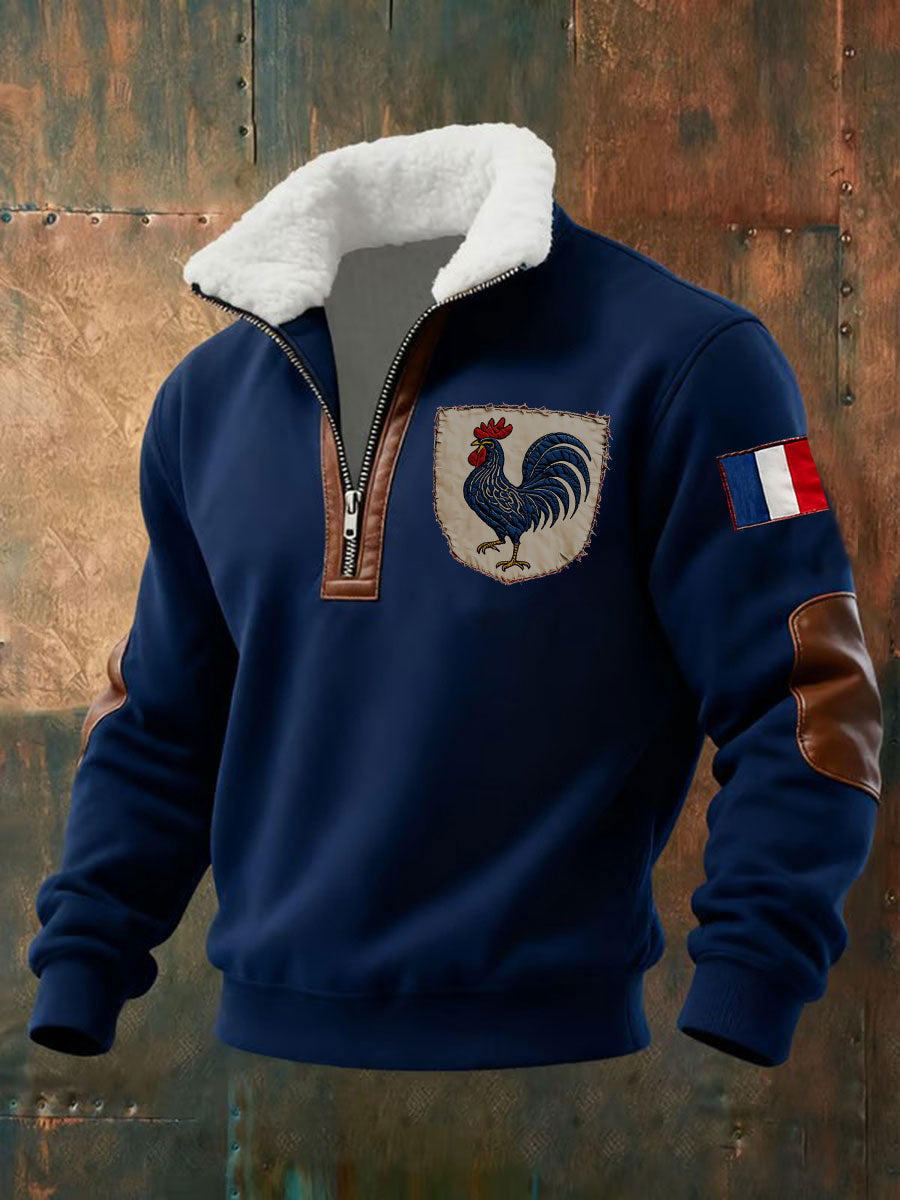 Men's baggy zip-up hoodie with hood and front pouch pocket