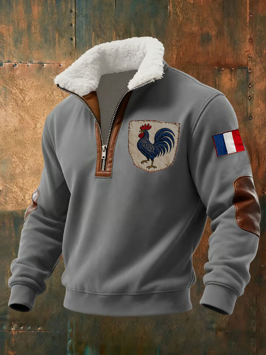 Men's baggy zip-up hoodie with hood and front pouch pocket