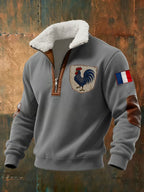 Men's baggy zip-up hoodie with hood and front pouch pocket