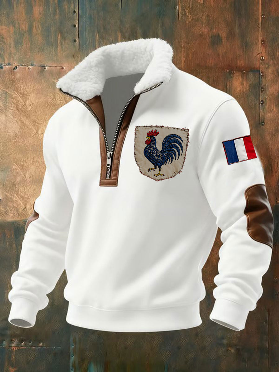 Men's baggy zip-up hoodie with hood and front pouch pocket
