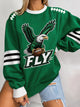 Women's green football graphic sweatshirt with eagle and football design