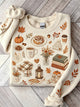 Women's cream sweatshirt with illustrated autumn elements print