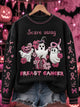 Women's black sweatshirt with pink ghost, flower and breast cancer awareness ribbon graphics