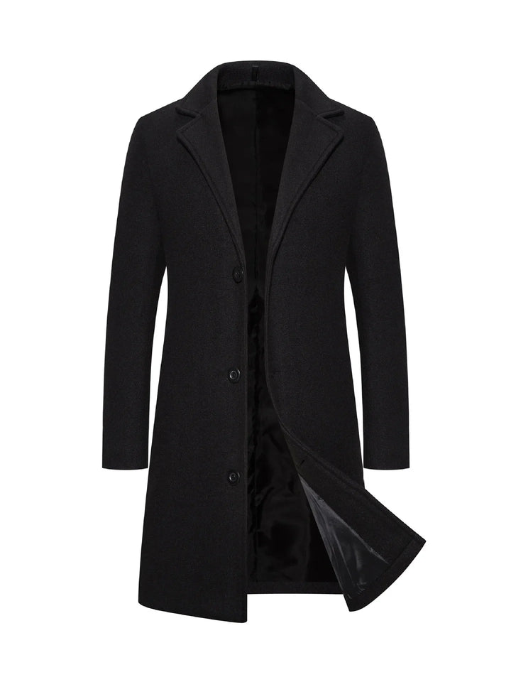 Men's Long Single-Breasted Winter Coat