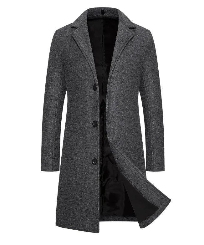 Men's Long Single-Breasted Winter Coat