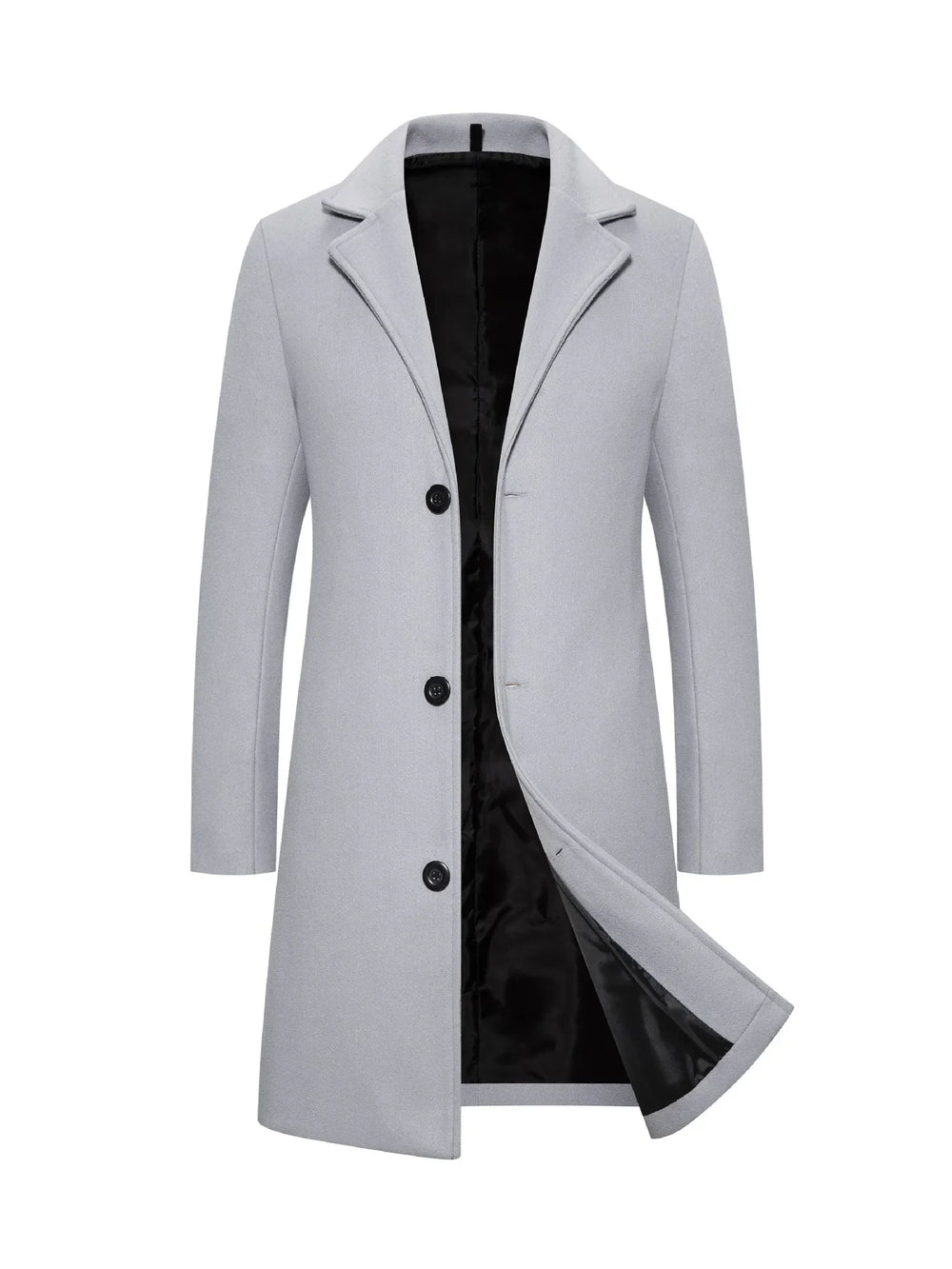 Men's Long Single-Breasted Winter Coat