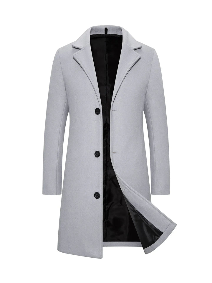Men's Long Single-Breasted Winter Coat