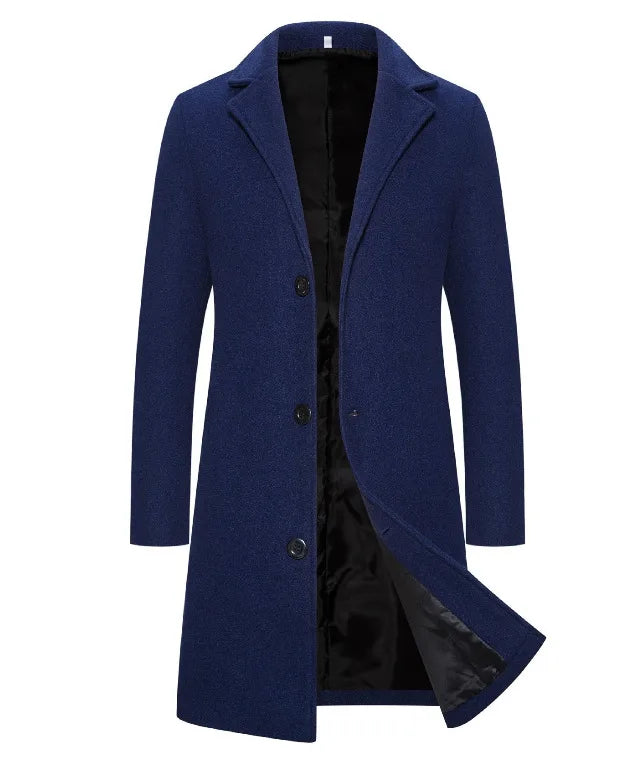 Men's Long Single-Breasted Winter Coat