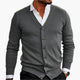 Men's V-neck cardigan with long sleeves and button front