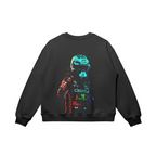 Black sweatshirt with colourful racing driver graphic