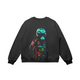Black sweatshirt with colourful racing driver graphic