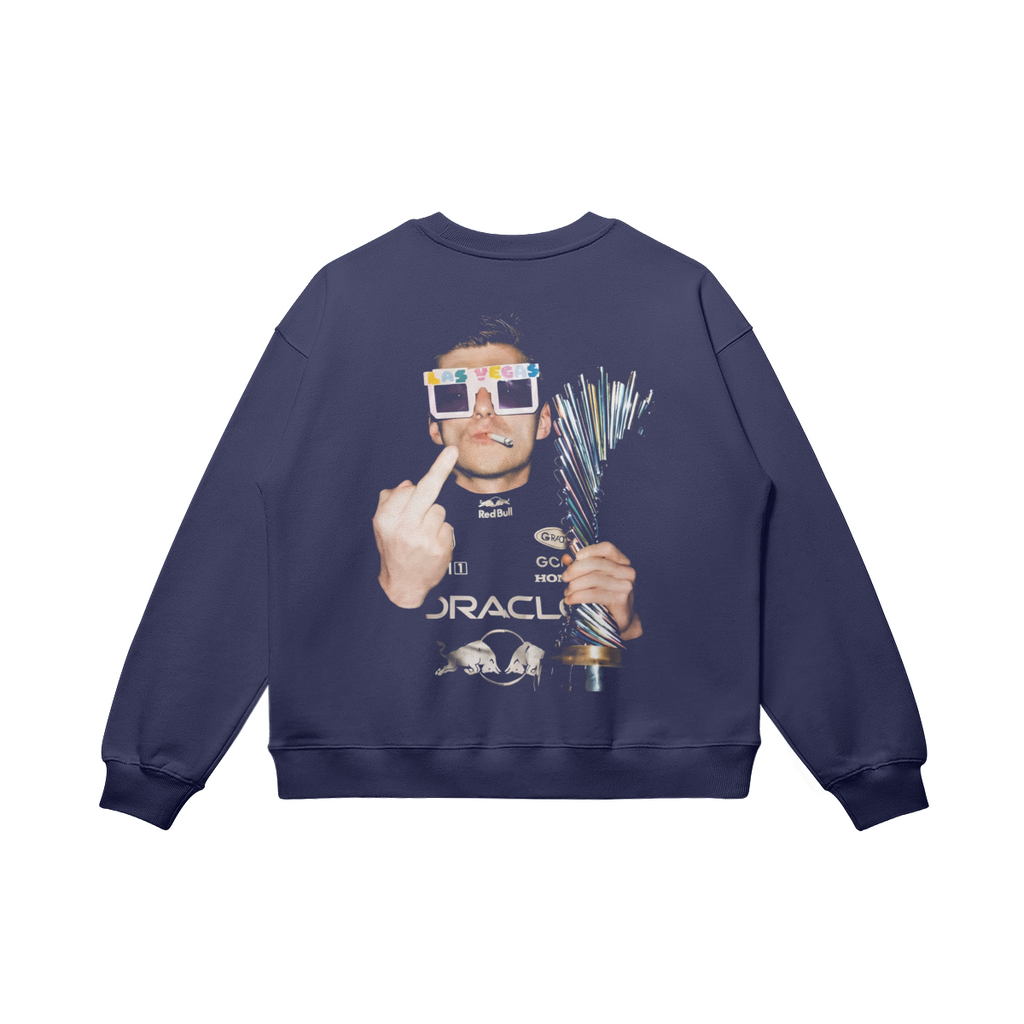 Men's crew neck sweater with Vegas motorsport graphic print