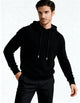 Men's plain knitted hooded sweatshirt with long sleeves and drawstrings