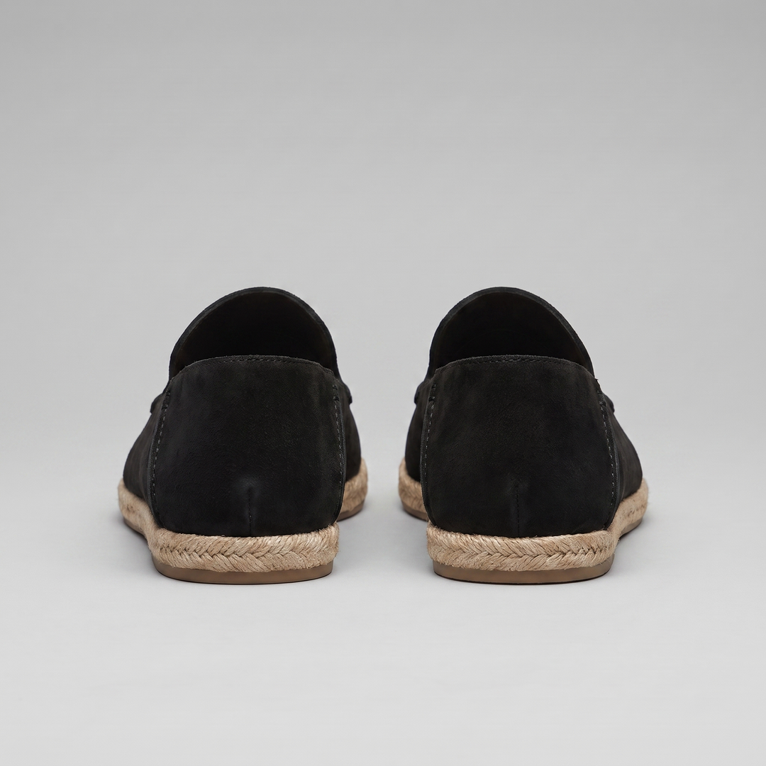 Men's slip-on espadrille loafers with rounded toes and braided soles