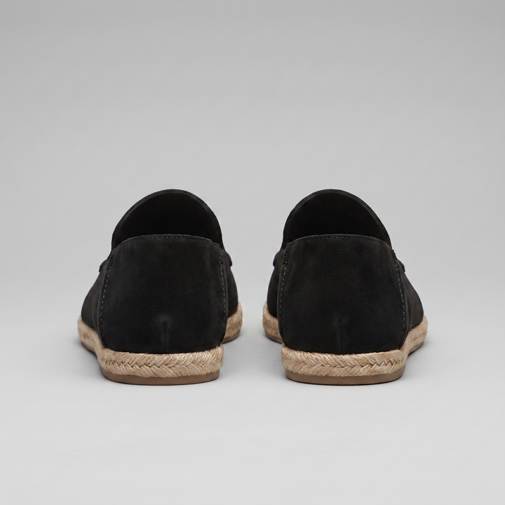 Men's slip-on espadrille loafers with rounded toes and braided soles