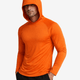 Men's long-sleeve hooded sun top with raglan sleeves