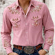 Men's Floral Embroidered Western Shirt