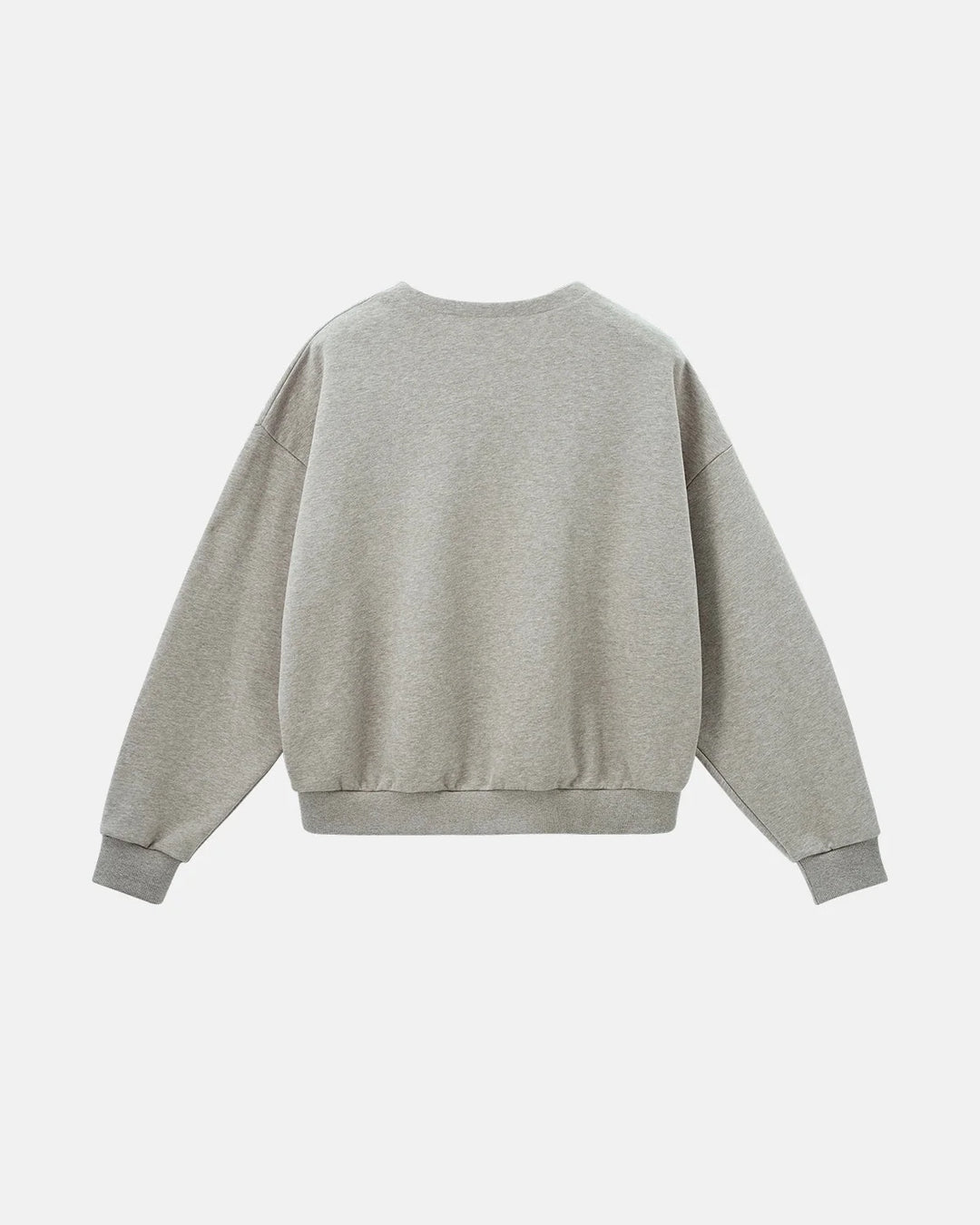 Boxy long sleeve Henley collar sweatshirt with ribbed cuffs and hem