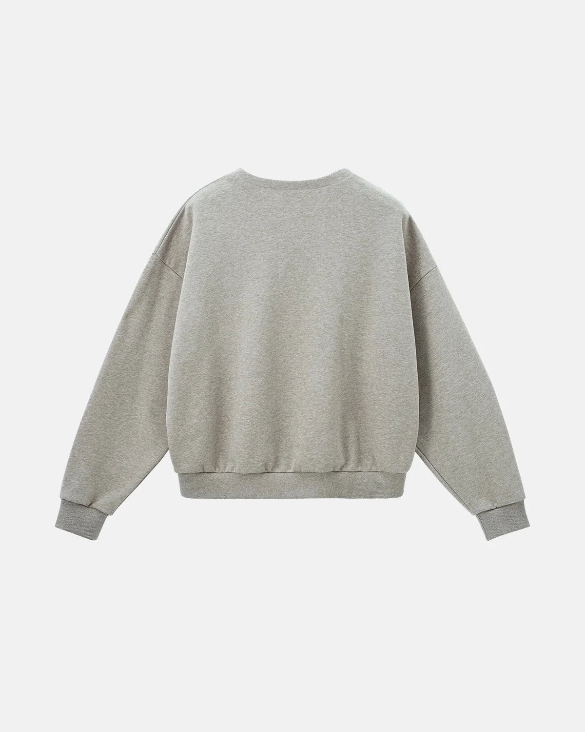 Boxy long sleeve Henley collar sweatshirt with ribbed cuffs and hem