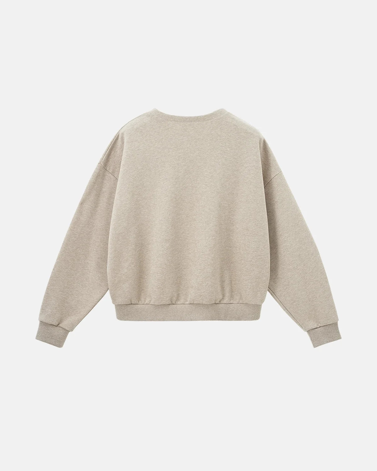 Boxy long sleeve Henley collar sweatshirt with ribbed cuffs and hem