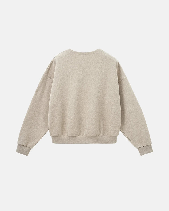 Boxy long sleeve Henley collar sweatshirt with ribbed cuffs and hem