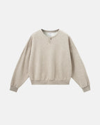 Boxy long sleeve Henley collar sweatshirt with ribbed cuffs and hem